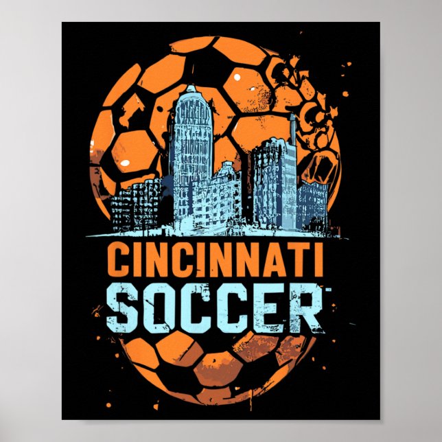 Cincinnati Soccer City Siluett Cool Cincy 513  Poster (Framsidan)