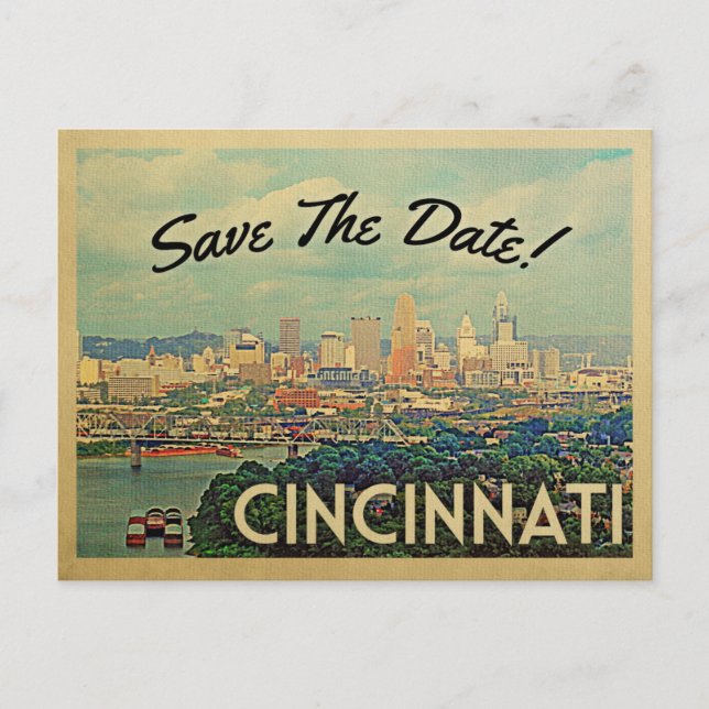 Cincinnati Spara Datum Vintage Postkort Meddelande Vykort (Framsida)