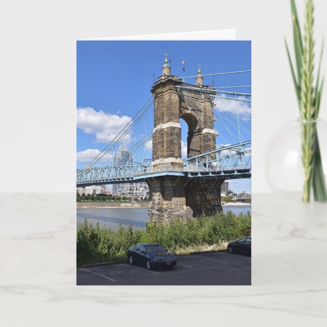 CINCINNATI SUSPENSION BRIDGE BLANK GREETING CARD KORT (Framsida)