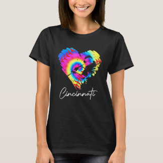 Cincinnati Tie Dye Baseball Heart Baseball Fläkt 2 T Shirt