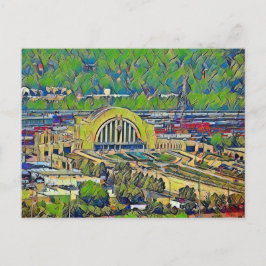 Cincinnati Union Terminal from Oovan Paeing Vykort