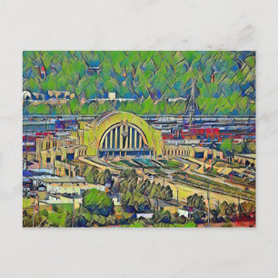 Cincinnati Union Terminal from Oovan Paeing Vykort