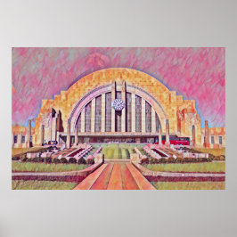 Cincinnati Union Terminal Watercolor Painting Poster