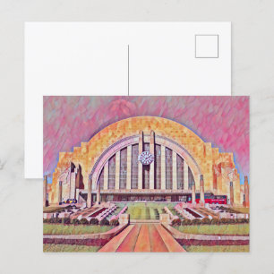Cincinnati Union Terminal Watercolor Painting Vykort