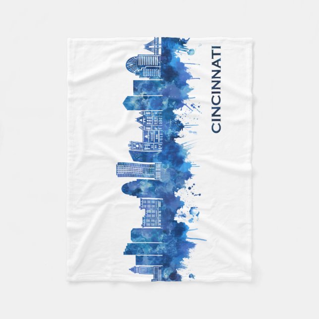 Cincinnati USA Skyline Blue Fleecefilt (Framsidan)
