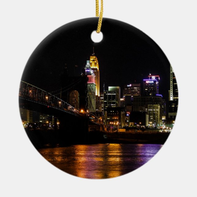 Cincinnati vid natt julgransprydnad keramik (Framsidan)