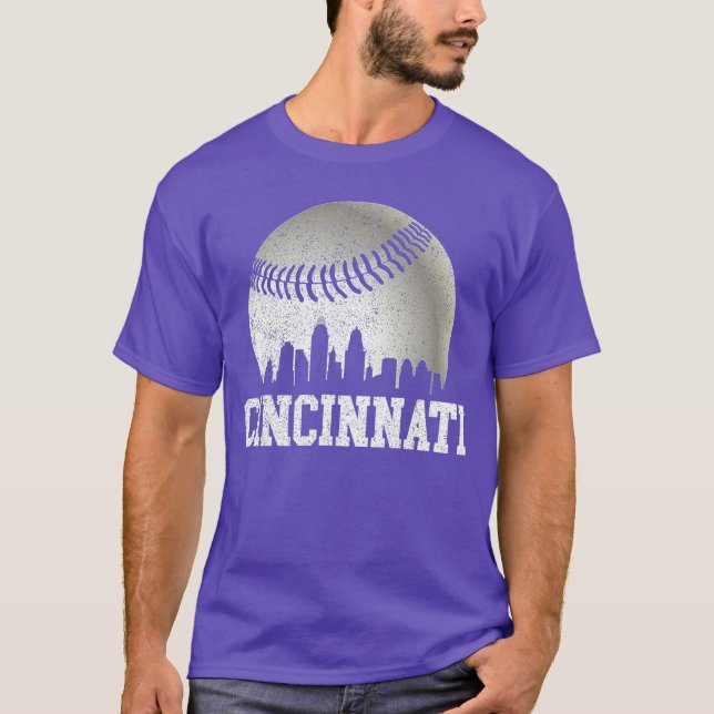 Cincinnati Vintage Baseball Distressed Gameday Ret T Shirt (Framsida)