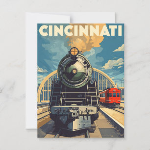 Cincinnati Vintage Tåg Travel Vykort