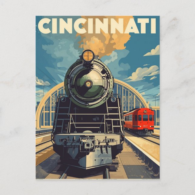Cincinnati Vintage Tåg Travel Vykort (Framsida)