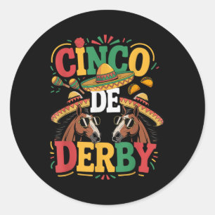 Cinco De Derby Funny Derby De Mayo Taco Horse Raci Runt Klistermärke