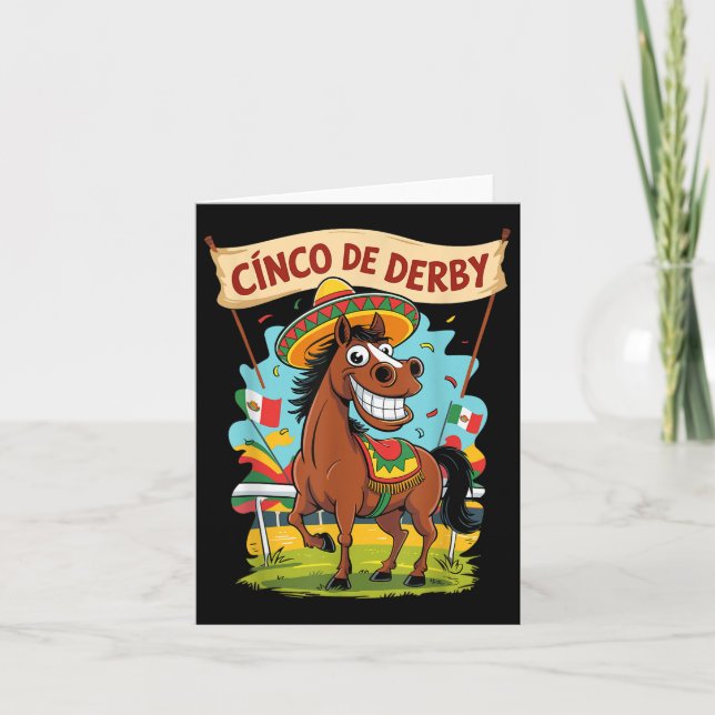 Cinco De Derby Funny Horse Tävla Derby De Mayo Kort (Framsida)