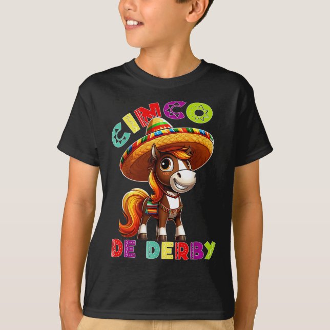 Cinco De Derby Party Horse Tävla Poncho Sombrero T Shirt (Framsida)