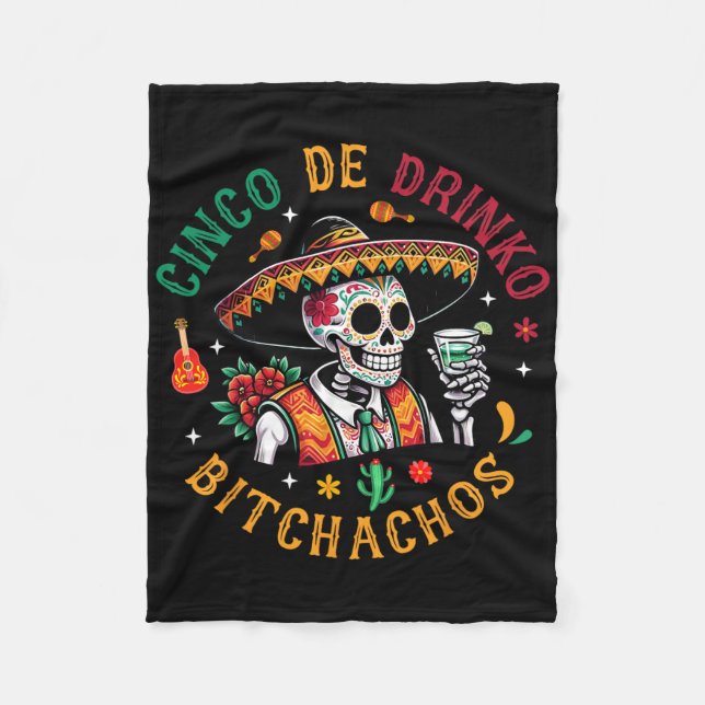 Cinco De Drinko Achos Funny Cinco De Mayo Drinking Fleecefilt (Framsidan)