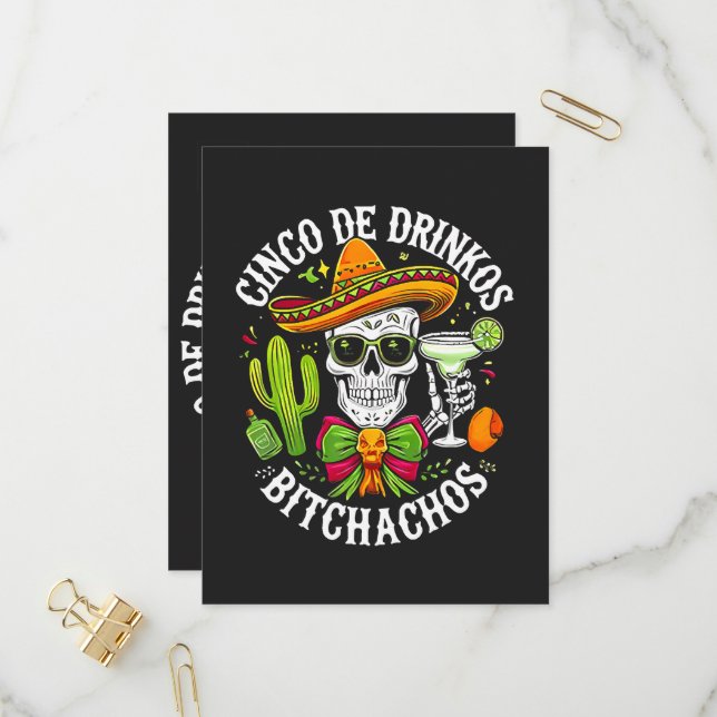 Cinco De Drinko Bitchachos Inbjudan Vykort (Fram/Back In Situ)