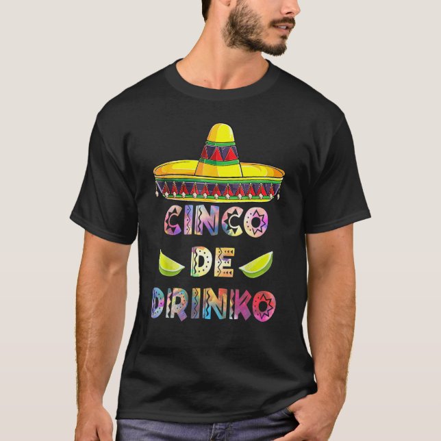 Cinco De Drinko Cinco De Mayo Med Gitarr Kaktus S T Shirt (Framsida)