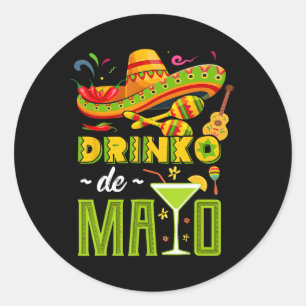Cinco De Drinko Fiesta Mexican Cinco De Mayo Party Runt Klistermärke
