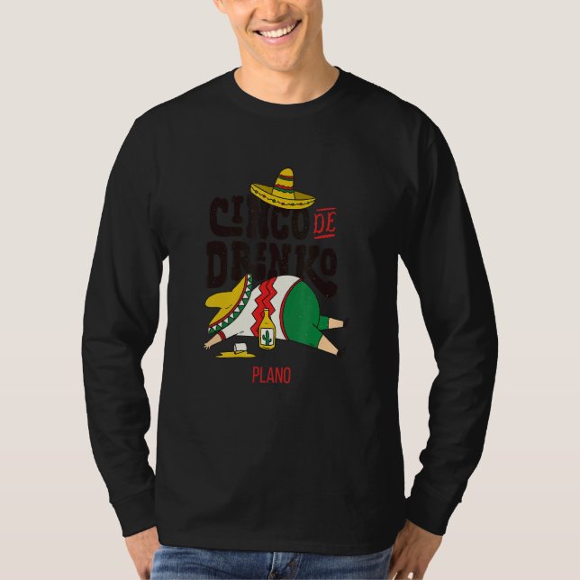 Cinco de Drinko Fiesta om Cinco de Mayo i Plano T Shirt (Framsida)