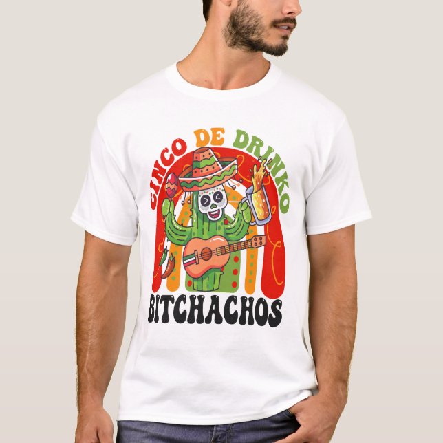 Cinco De Drinko Funny Cindo De Mayo Rainbow Cactus T Shirt (Framsida)