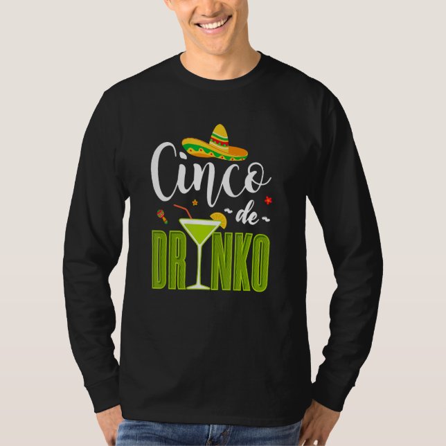 Cinco De Drinko Mexican Fiesta Drinking Party Men  T Shirt (Framsida)