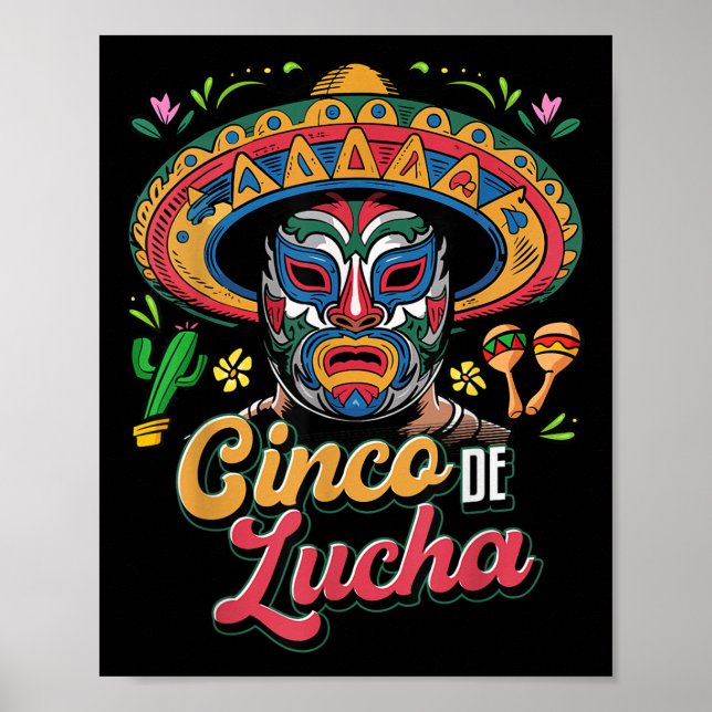Cinco De Lucha, Luchador, Lucha Libre, Funny Cinco Poster (Framsidan)