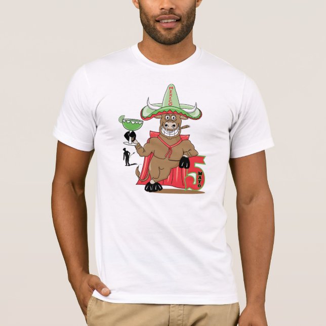 Cinco De May Bull med Margarita Tee Shirt (Framsida)