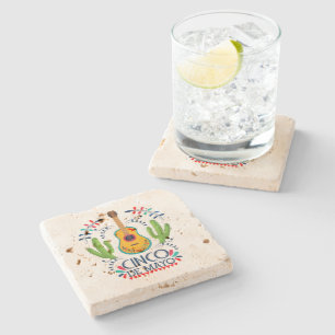 Cinco de May-färgstark Mexikansk helgdag design Stenunderlägg