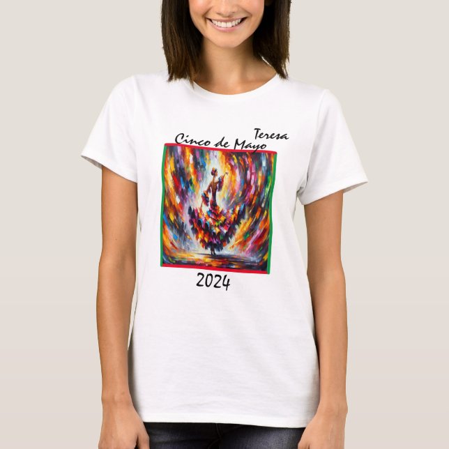 Cinco de Mayo 2024 Flamenco-dansare Dam  T Shirt (Framsida)