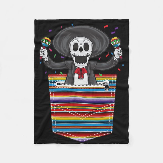 Cinco De Mayo 2025 Calaca Blanket Pocket Serape Me Fleecefilt (Framsidan)
