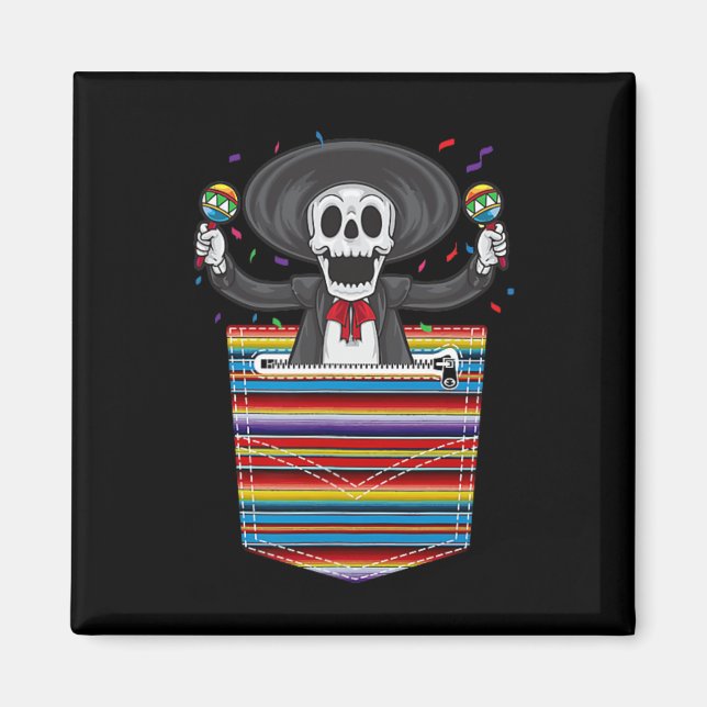 Cinco De Mayo 2025 Calaca Blanket Pocket Serape Me Magnet (Framsidan)