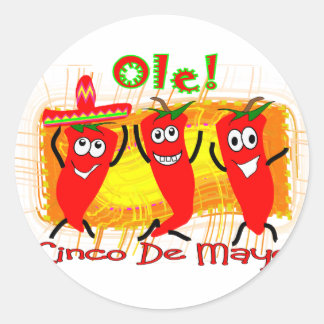 Cinco de Mayo 3 Dancing Chili Peppers-Adsible Runt Klistermärke