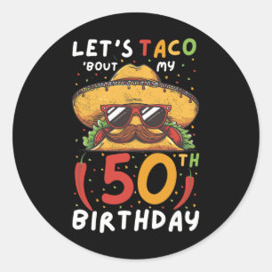 Cinco De Mayo 50:e födelsedagen Taco Age 50 mexika Runt Klistermärke