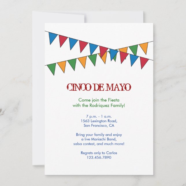 Cinco de Mayo Banner bjudan Inbjudningar (Framsida)
