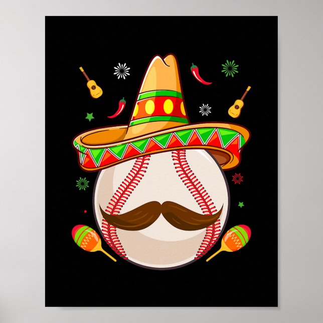 Cinco De Mayo Baseball Mamma mexikanska Fiesta Poster (Framsidan)