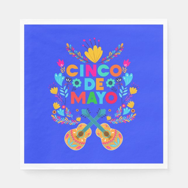 Cinco De Mayo-blommor och Guitars Pappersservett (Framsidan)