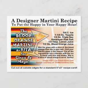 Cinco de Mayo Blood Orange Martini Margarita Card Vykort