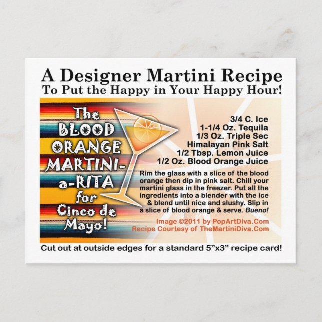 Cinco de Mayo Blood Orange Martini Margarita Card Vykort (Framsida)