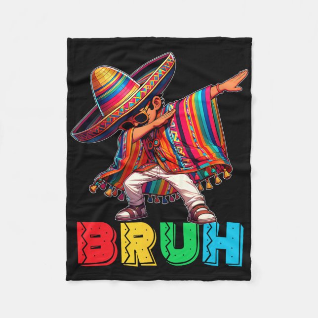 Cinco De Mayo Bruh Dabbing Mexican Boy Poncho Kids Fleecefilt (Framsidan)