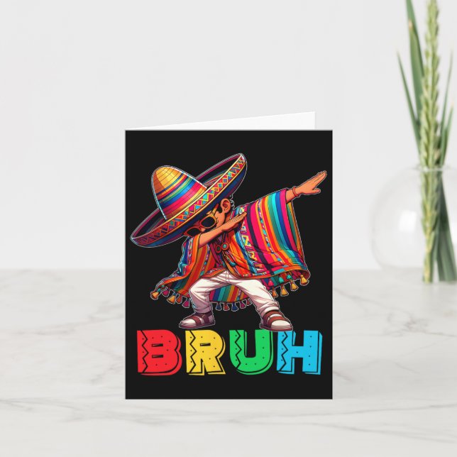 Cinco De Mayo Bruh Dabbing Mexican Boy Poncho Kids Kort (Framsida)