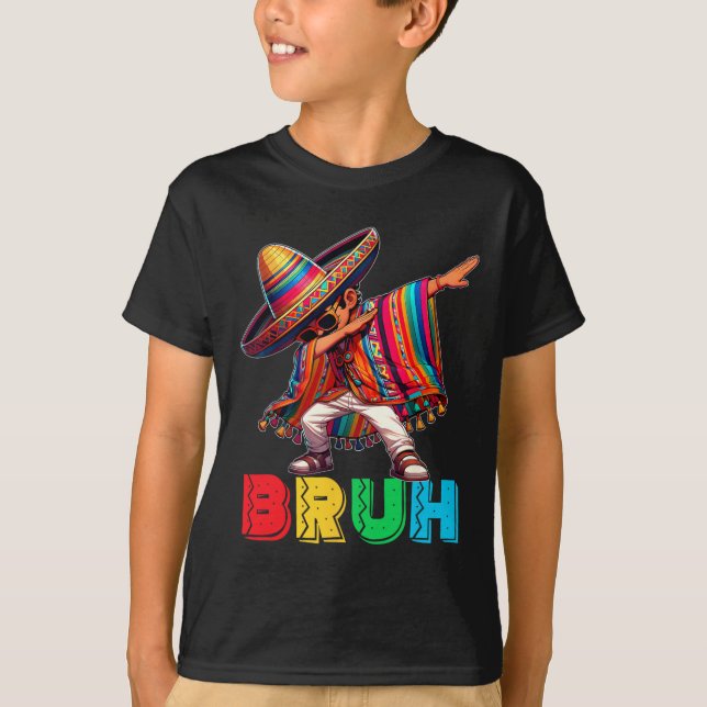 Cinco De Mayo Bruh Dabbing Mexican Boy Poncho Kids T Shirt (Framsida)