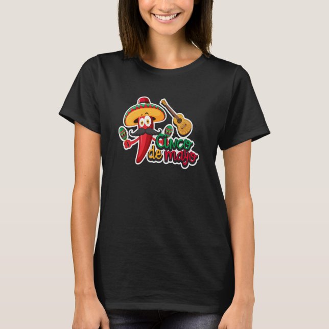 Cinco De Mayo Burritos Mexico Tacos and Avocado  5 T Shirt (Framsida)