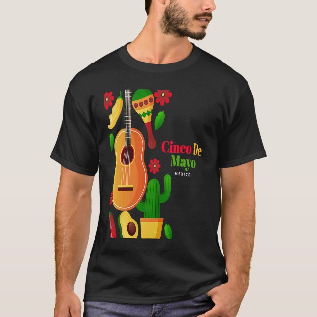 Cinco De Mayo Burritos  Mexico Tacos and Avocado   T Shirt (Framsida)