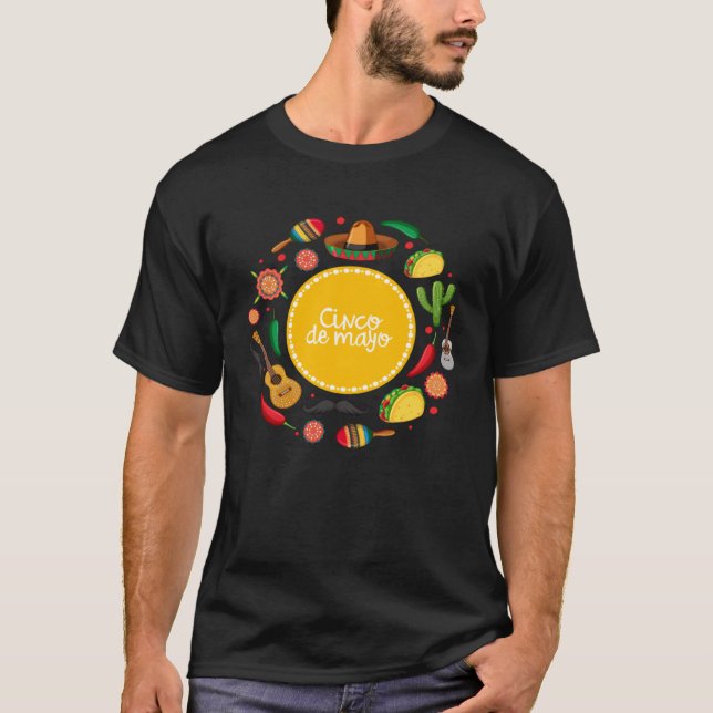 Cinco De Mayo Burritos  Mexico Tacos and Avocado   T Shirt (Framsida)