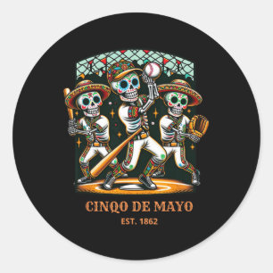 Cinco De Mayo Bysebyll Skeletons Runt Klistermärke