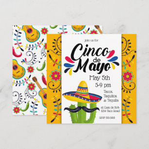 Cinco de Mayo Cactus Folk Flowers Inbjudningar