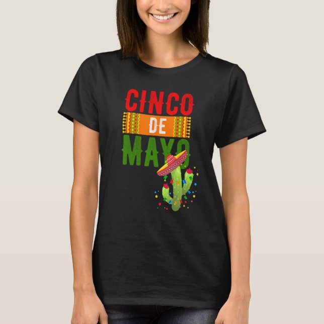 Cinco de Mayo Cactus Hat T Shirt (Framsida)