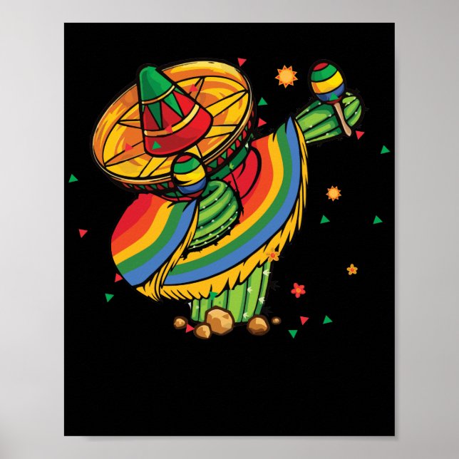 Cinco de Mayo Cactus Mexican Dabbing Poster (Framsidan)