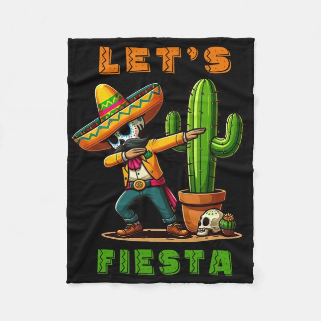 Cinco De Mayo Cactus Mexican Poncho Sombrero Hat B Fleecefilt (Framsidan)