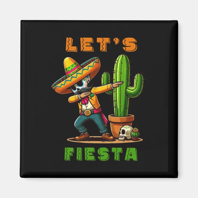 Cinco De Mayo Cactus Mexican Poncho Sombrero Hat B Magnet (Framsidan)