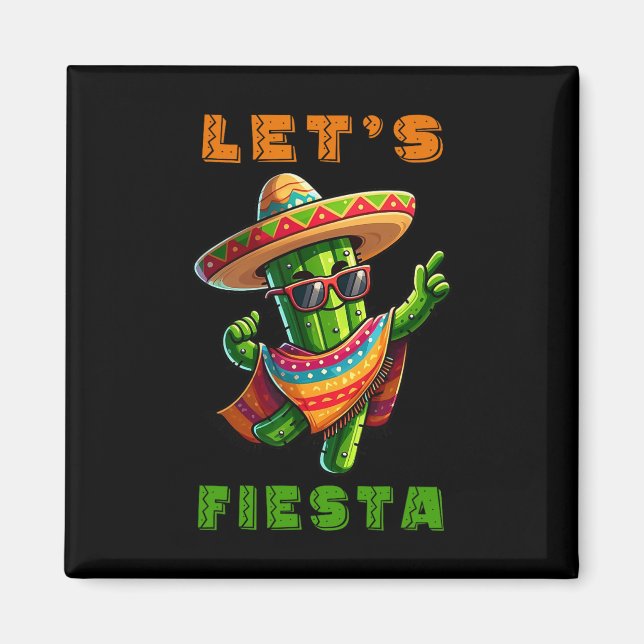 Cinco De Mayo Cactus Mexican Poncho Sombrero Hat B Magnet (Framsidan)