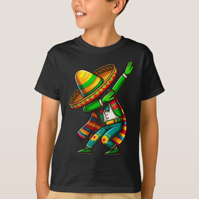 Cinco De Mayo Cactus Mexican Poncho Sombrero Hat B T Shirt (Framsida)
